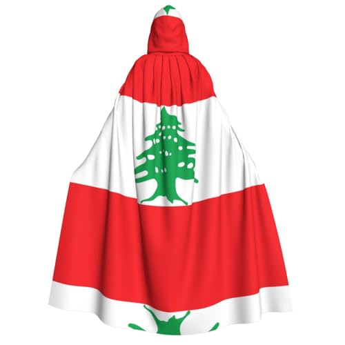 VXXNlnn Halloween-Kapuzenumhang für Erwachsene – Flagge des Libanon-Druck-Kostüms für Party, Karneval, Cosplay und Bühnenauftritte von VXXNlnn