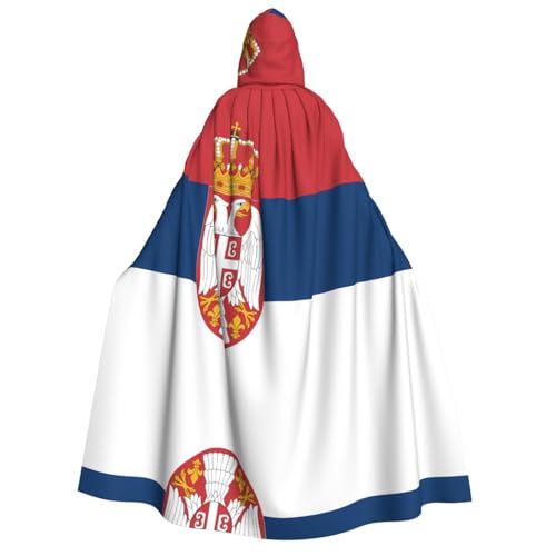 VXXNlnn Halloween-Kapuzenumhang für Erwachsene – Flagge von Serbien Druck Kostüm Umhang für Party, Karneval, Cosplay und Bühnenauftritte von VXXNlnn