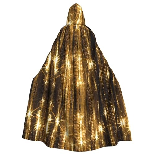 VXXNlnn Halloween-Umhang mit Kapuze für Erwachsene, Unisex, goldfarben, glitzernd, voller Druck, Cosplay-Umhang für Partys, Karneval und Themenveranstaltungen von VXXNlnn