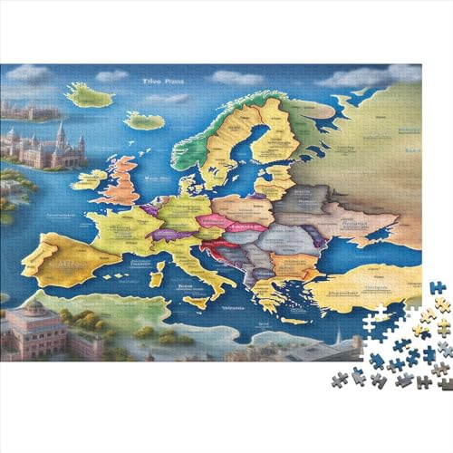 Karte von Europa Puzzle 1000 Teile Erwachsene Puzzles Für Erwachsene Klassische Puzzles 1000 Teile Erwachsene Puzzlespiel Schwer Pädagogisches Spielzeug Erwachsene Kinder Puzzel 1000pcs (75x50cm) von VYIPAXTOR