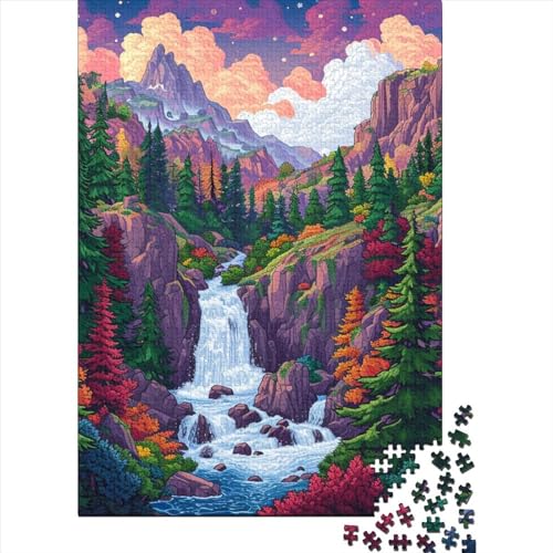 Mountains and Wasserfalls Puzzle 1000 Teile Schwer Puzzle Spielzeug Lernspiel Impossible Herausforderung Spielzeug Für Erwachsene Kinder 1000pcs (75x50cm) von VYIPAXTOR