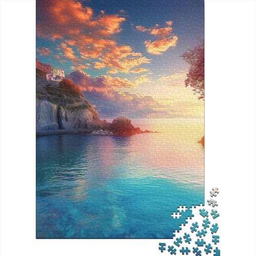 Sonnenuntergang in der Bucht Puzzles 1000-teilige Schwer Puzzle Spielzeug Lernspiel Impossible Herausforderungsspielzeug Für Erwachsene Kinder 1000pcs (75x50cm) von VYIPAXTOR