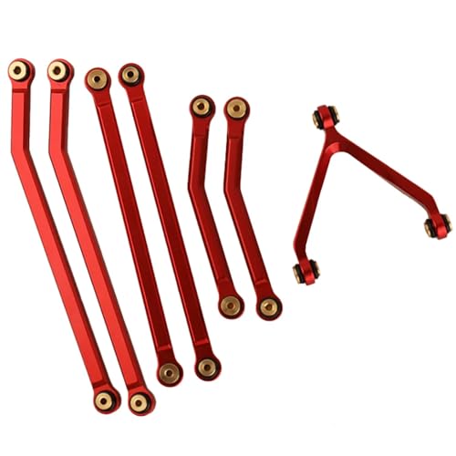 VYUHAksZ 7pcs CNC Metall Aluminium High Clearance Chassis Links Rod Linkage Set, for 1/24 RC Crawler Car for Axial SCX24 90081 Upgrade Teile (Color : Red) von VYUHAksZ