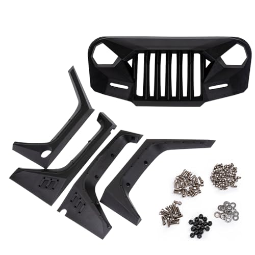 VYUHAksZ Angry Front Grille Wheel Eyebrow Dekorationsset, for 1/10 RC Crawler Car for Jeep for Wrangler for Axial Scx10 90046 90047 90048 (Color : White) von VYUHAksZ