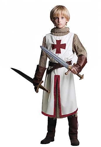 VZQI Mittelalter Kreuzritter-Kostüm für Kinder - Mittelalter Rittertunika der Renaissance Ärmellos - Halloween Kostüm mit Gürtel, S VZQI Mittelalter Kreuzritter-Kostüm für Kinder - Mittelalter Rittertunika der Renaissance Ärmellos - Halloween Kostüm mit Gürtel, S von VZQI
