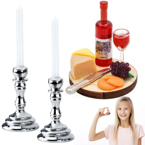 VZXQX Miniatur Wichtel Zubehör, 1/12 Miniatur Puppenhaus Zubehör Miniatur Essen Mini Kerzen und Wein Trinken Obst Käse Messer, Miniatur Lebensmittel Küche Möbel Tisch Zubehör Weihnachten Deko, 3 Stück VZXQX Miniatur Wichtel Zubehör, 1/12 Miniatur Puppenhaus Zubehör Miniatur Essen Mini Kerzen und Wein Trinken Obst Käse Messer, Miniatur Lebensmittel Küche Möbel Tisch Zubehör Weihnachten Deko, 3 Stück von VZXQX