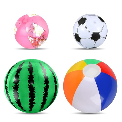 VZXZXE 4 Stück Wasserball Aufblasbar Wasserball Klein Wasserbälle Aufblasbarer Ball Strandball Aufblasbar Wasserspielzeug Kinder Schwimmbad für Schwimmbad Schwimmball Strandball,Wasserballons von VZXZXE