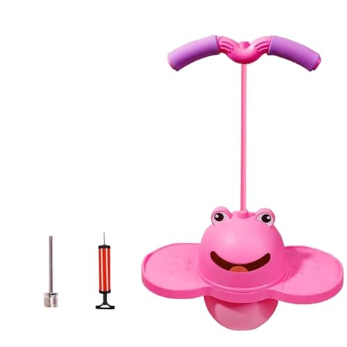 VZZCGJVT Frog Pogo Jumper mit Griff und Ballpumpe, Balance Coordination Trick Bounce Board Pop Ball, Trainingsgerät mit sensorischer Integration,Rosa von VZZCGJVT