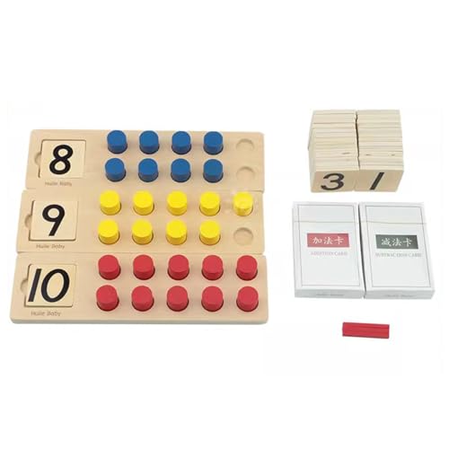 VZZCGJVT Holz Ten Rahmen Set Mathe Lernen Kleinkind Spielzeug, Montessori Zehn Gitter Berechnung Addition und Subtraktion von VZZCGJVT