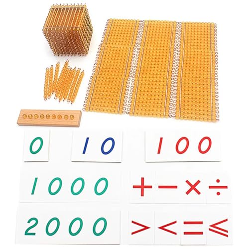 VZZCGJVT Montessori Berechnung der goldenen Perlen für Kleinkinder, Dezimalbankspiel, Mathespielzeug für die Früherziehung,Copper Wire von VZZCGJVT