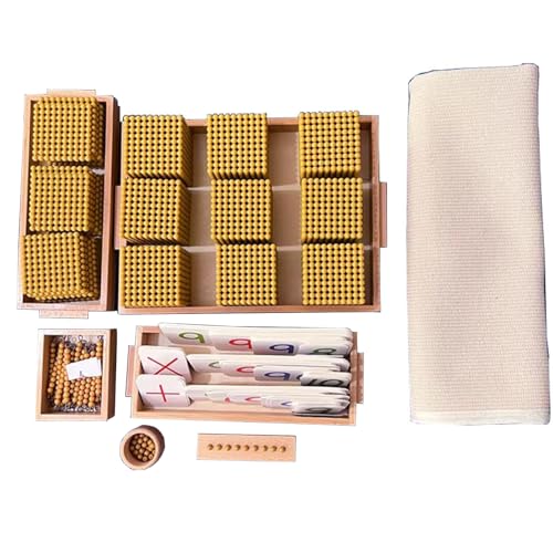 VZZCGJVT Montessori Goldperlen Dezimal-Bankspiel-Set, Mathe-Manipulative mit Teppich,Bank Game von VZZCGJVT