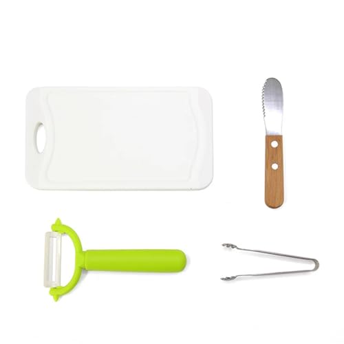 VZZCGJVT Montessori Küchenwerkzeuge, Kinder Küchenmesser Set mit Schneidebrett Kindersichere Messer Schäler und Clip, Lebensmittel selbst Basisset VZZCGJVT Montessori Küchenwerkzeuge, Kinder Küchenmesser Set mit Schneidebrett Kindersichere Messer Schäler und Clip, Lebensmittel selbst Basisset von VZZCGJVT