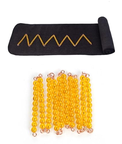 VZZCGJVT Montessori Perlenketten mit Teppich, Kinder Mathematik Unterrichtsmaterialien Vorschulerziehung Spielzeug,Gold,100 von VZZCGJVT