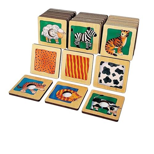 VZZCGJVT Montessori Tierhautmuster Matching, 24 Paar Tiere und Felle, EIN Dominospiel von VZZCGJVT