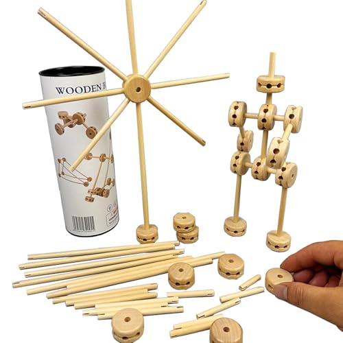 VZZCGJVT Montessori baut kreativ dreidimensionale modulare Bausteine, niedrig strukturierte Materialien 60 Stück von VZZCGJVT