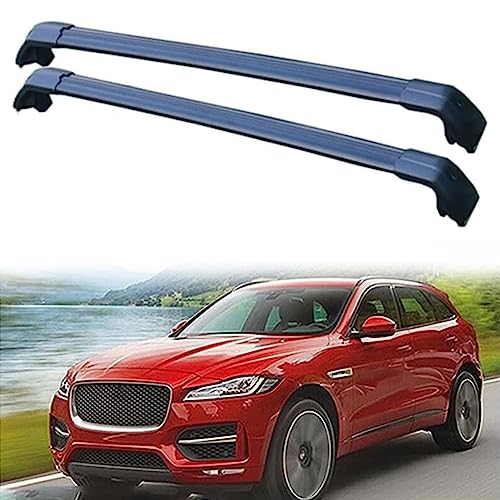 2 StüCke Auto Aluminium DachträGer füR Jaguar F-PACE (X761) 2015-2019, DachgepäCkablage GepäCkträGer Querstange Railing Track Schienen Dachreling,A/Black von VaLbeL