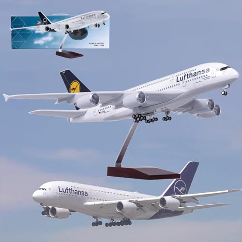 18,5-Zoll-Modellflugzeug Im Maßstab 1:160, Lufthansa A380-Modelljet, Sammlerstücke, Kunstharz-Flugzeugmodelle Mit Rädern, Druckguss, for Sammeln, Geschenk, Ornament (Color : A380) von VaNmar