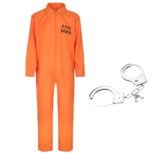 Vacclo Sträfling Kostüm Herren - Prisoner Overall Kostüm Orange, Gefangener Kostüm Orange, Häftling Kostüm Herren mit Handschellen, Faschingskostüme, für Erwachsene Cosplay Karneval (XXL-Stil A) Vacclo Sträfling Kostüm Herren - Prisoner Overall Kostüm Orange, Gefangener Kostüm Orange, Häftling Kostüm Herren mit Handschellen, Faschingskostüme, für Erwachsene Cosplay Karneval (XXL-Stil A) von Vacclo