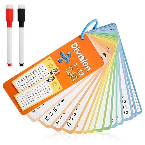 Dividieren Lernkarten Set 1x1 Lernen Spiel Karten Abwischbare mit 2 Whiteboard-Stiften ab 5 Jahren zum Rechnen Lernen Educational Math Flashcards Rechenhilfe Mathematik Lernspiel für Zuhause Schule von Vachelper
