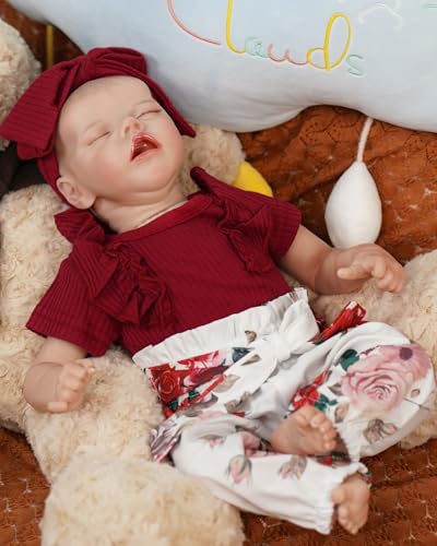 VacosHeart 18-Zoll-Reborn-Babypuppe mit rotem Blumenoverall & Schleifenhaarband, Vinyl-Softkörper mit feinen Falten Details - Perfektes Babypartygeschenk VacosHeart 18-Zoll-Reborn-Babypuppe mit rotem Blumenoverall & Schleifenhaarband, Vinyl-Softkörper mit feinen Falten Details - Perfektes Babypartygeschenk von VacosHeart