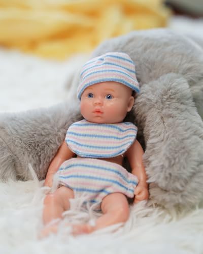 VacosHeart 6inch Reborn Baby Doll aus Silikon/mit Streifen-Kleidung/blauen Augen/Nabel/passend als Geburtstagsgeschenk für Babys VacosHeart 6inch Reborn Baby Doll aus Silikon/mit Streifen-Kleidung/blauen Augen/Nabel/passend als Geburtstagsgeschenk für Babys von VacosHeart