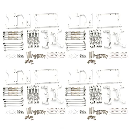 Vadillo 4 Sets Chassis aus Metall, Traktionsstangen, Servo-Halterung, fester Stoßdämpfer für MN D90 D91 Mn99S, Silber Vadillo 4 Sets Chassis aus Metall, Traktionsstangen, Servo-Halterung, fester Stoßdämpfer für MN D90 D91 Mn99S, Silber von Vadillo