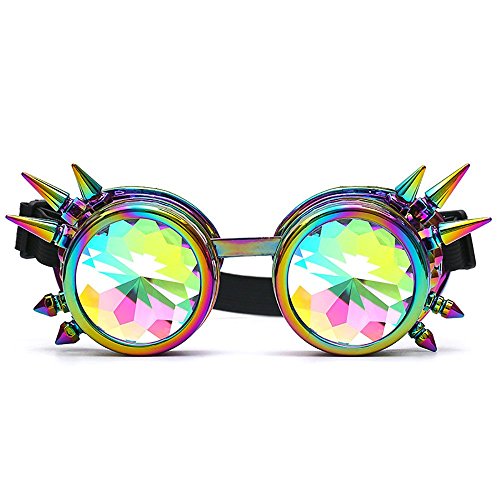Vagbalena Kaleidoskop-Brille psychedelische Steampunk-Brille Regenbogen-Retro-Kristalllinsen Cosplay-Punk-Brille Hipster-Brille im viktorianischen Stil (Eine größe,Lila) von Vagbalena