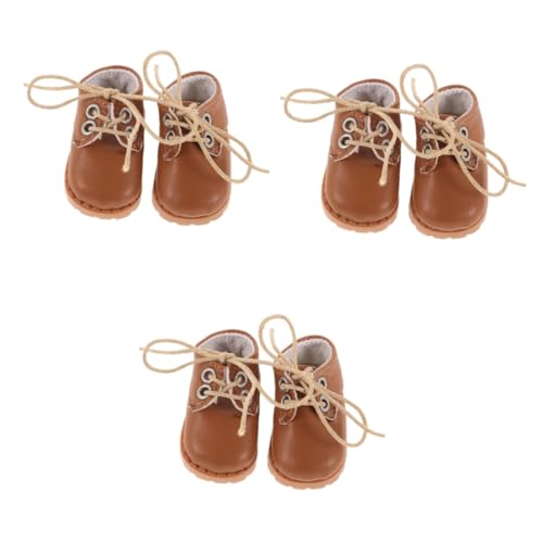 3 Puppenlederschuhe aus Baumwolle Jungenpuppenkostüm Puppenzubehör Kinder mini Schuhe Puppe verkleiden Sich Schuhe Kinder Minischuhe Kunstleder Vaguelly von Vaguelly