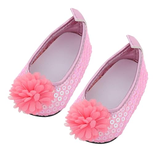 Vaguelly Prinzessinnenschuhe Für Mädchen Blumenmuster Niedrige Puppenschuhe Glitzernde Pailletten Mädchenspielzeug Puppen-Outfit 18-Zoll-puppenzubehör von Vaguelly