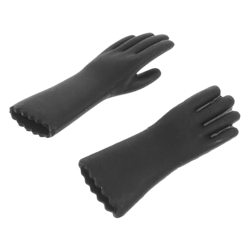 Vaguelly Puppenhaus Spielzeugset Miniatur Puppenhaus Reinigungshandschuhe Schwarze Handschuhe Für DIY Puppenhaus Zubehör Und Kleine Küchen Szenen Ideal Für Miniaturfiguren Und Puppenstuben Deko von Vaguelly
