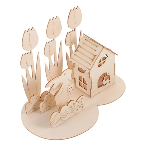 Vaguelly 1 Satz 3D-Puzzle-Kaninchen Pädagogikspielzeug Ostern 3D-Puzzle-Dekoration Osterparty-montagespielzeug -DIY- Puzzlespielzeug Lernen 3D-montagepuzzle Lernpuzzle Holz von Vaguelly