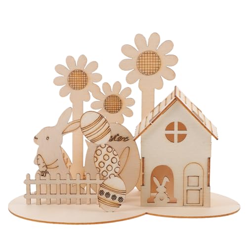 1 Satz 3D-Puzzle-Kaninchen Ostertisch-Holzschilder Tischdekoration zu Ostern Frühlings-Tischdekorationsfiguren -Holzpuzzle hölzern Spielzeug Regal Geschenk Kind Kulissen Requisiten von Vaguelly