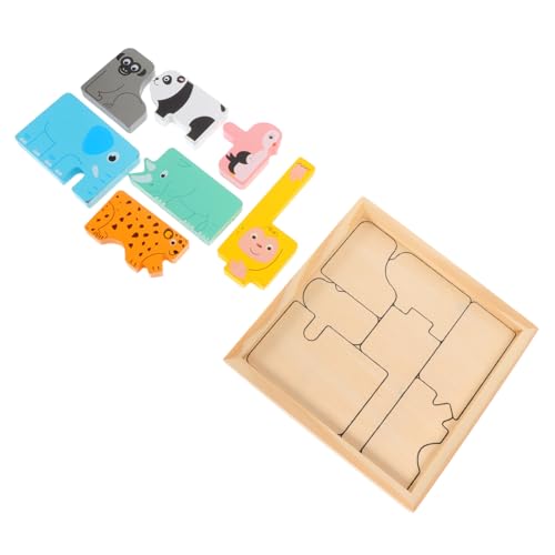 Vaguelly 1 Satz 3D-Tierpuzzle Puzzles mit Farbformen klobiges Puzzle aus Holz Mädchenspielzeug Babyspielzeug aus Holz Tiererkennungsspielzeug Puzzle-Spielzeug für Kinder klein Russland von Vaguelly