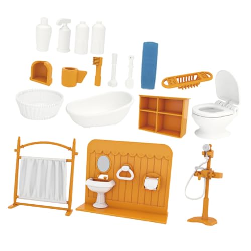 Vaguelly 1 Satz Babyhaus Badezimmerset Mini Möbel Puppenhaus kleines Modell Plastik Yellow von Vaguelly