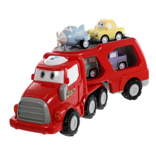 Vaguelly Cartoon Spielzeug Trägheit Auto Spielzeug Rot Doppel Schicht Engineering LKW Lichter Sounds Für Kinder von Vaguelly
