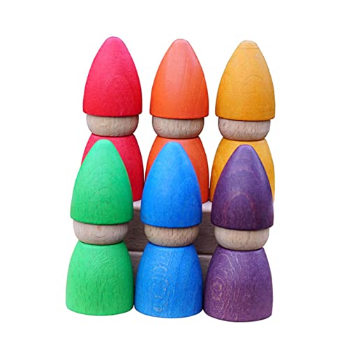 Vaguelly 1 Satz Buntes Puppenspielzeug aus Holz Kreative Regenbogenfarbige Bauklötze für Pädagogisches und Motorikfähigkeiten für Interaktives zwischen Eltern und Kindern von Vaguelly