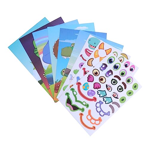 Vaguelly 1 Satz Dinosaurier-Gesichts Aufkleber Wandteppiche für Erwachsene Aufkleber mischen Arts and Crafts for handgemachte Aufkleber Dinosaurier-Mix-and-Match-Aufkleber von Vaguelly
