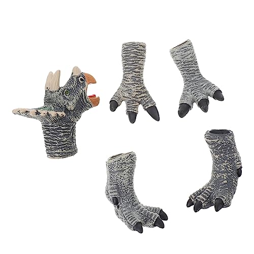 Vaguelly 1 Satz Dinosaurier-fingerpuppe Puppen Affen Skelett Spiel-Requisiten Handpuppe Realistische Krallen Performance-Requisiten Dinosaurier-Marionette Rollenspiel Grey Vinyl von Vaguelly
