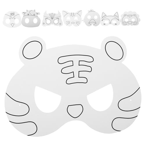 Vaguelly 1 Satz Diy Kartonmasken für Leere Bemalbare Tiermasken mit Aquarellstiften Kreatives Bastelset für Halloween Geburtstagsfeiern und Kunstprojekte von Vaguelly