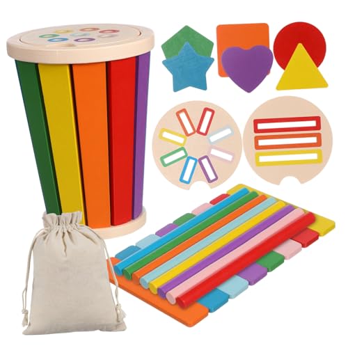 Vaguelly 1 Satz Farbsortier und Formensortierspielzeug aus Holz Montessori Lernspielzeug für Kleinkinder mit Farben und Formen Fördert Hand Augen Koordination und Kognitive Fähigkeiten von Vaguelly