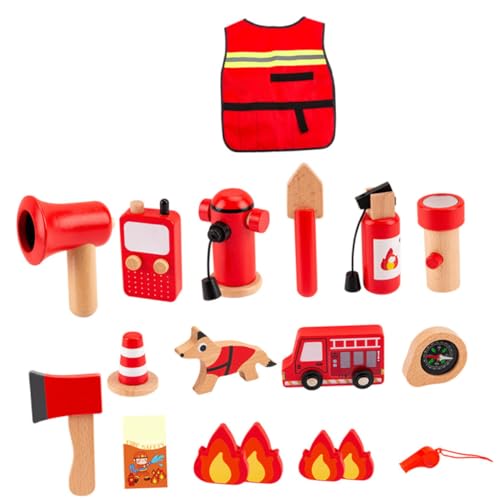Vaguelly 1 Satz Feuerwehrmann Kostüm Set für Junge Mädchen Feuerwehr Rollenspiel Zubehör Lustiges Feuerwehrmann Cosplay Kit für Kreative Spielstunden und Partys von Vaguelly