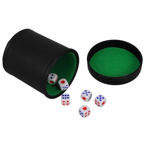 Vaguelly 1 Satz Grüner Würfelbecher aus Kunstleder mit Deckel und Würfeln Geräuschreduzierender Würfelhalter für Spielabende und Partys Stilvolles Accessoire für Spiele von Vaguelly