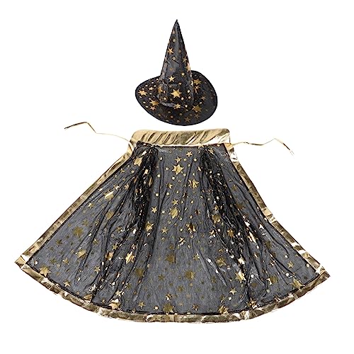Vaguelly 1 Satz Halloween-Umhang Kinderkostüme Zaubererumhang für Halloween umhang Halloween Costume -Cosplay-Zaubererumhang Cosplay-Zaubererhut und Umhang Black von Vaguelly