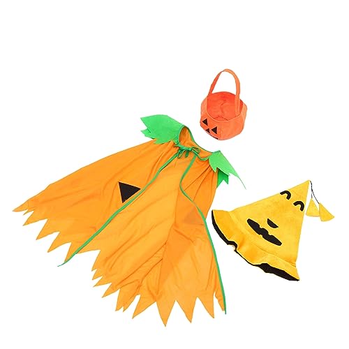 Vaguelly 1 Satz Halloween-kürbis-Schalen Kürbishut Halloween-kostüme Für Halloween-kostüm Für Kap Kürbistasche Kürbis-umhang Halloween-umhang Halloweenkostüm Stoff von Vaguelly