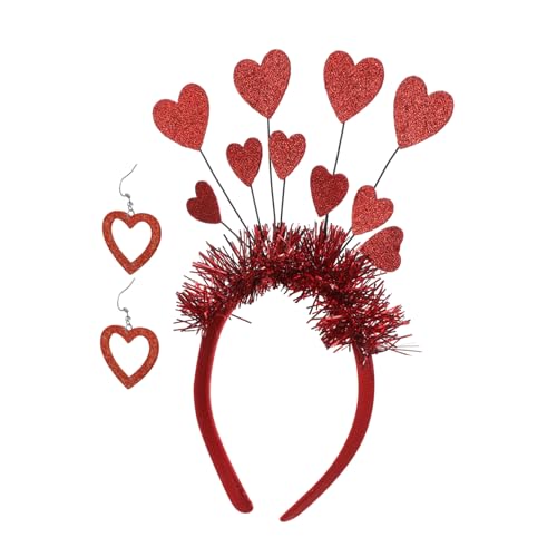Vaguelly 1 Satz Herz Stirnband Set mit Herz Ohrringen und Amor Kostüm Zubehör Süße Partydekoration für Valentinstag Cosplay und Festliche Anlässe von Vaguelly