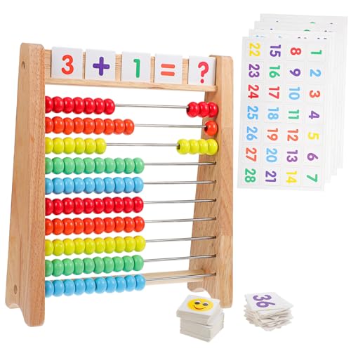 Vaguelly 1 Satz Kinder Abacus Lernspielzeug aus Holz mit Zahlenkarten Mathe Zählspiel für Vorschulkinder Geeignet für Kleinkinder Montessori Mathe Spielzeug für Addition und Subtraktion von Vaguelly