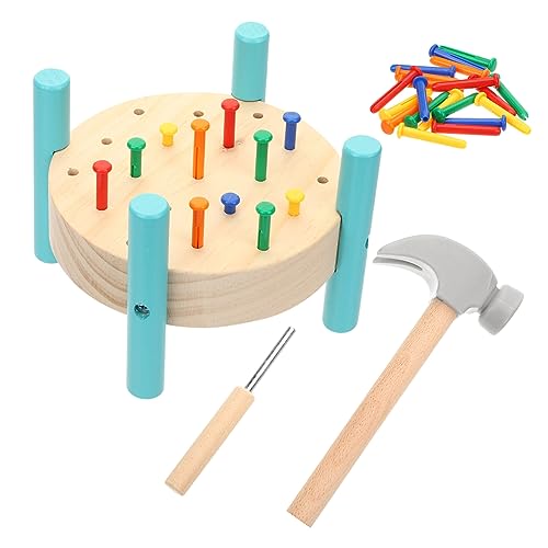 Vaguelly 1 Satz Holz-nageltisch-hammerspielzeug Nägel Aktivität An Der -werkbank Schlaghammer Werkbankaktivität Für Kleinkinder Hämmer- Und Nagelspielzeug Kleinkind Werkbank von Vaguelly