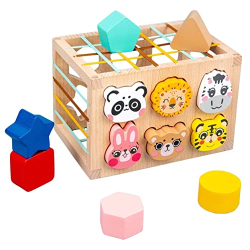 Vaguelly 1 Satz Holzsortierspielzeug Niedliche Tierblöcke für Kleinkinder Fördert Farberkennung und Formverständnis Geeignet für Montessori Jahre von Vaguelly