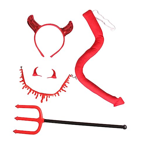 Vaguelly Einzigartiges Teufelshorn-Stirnband-Set 5-teilig Halloween-teufelskostüm Haarband-Set Für Damenpartys von Vaguelly