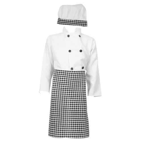 Vaguelly 1 Satz Kochuniform Für Kochen Schürzen Outfit Kulinarisch Junge Kostüm Rollenspielkleidung Weiß Klein Hüte Ups Vorgeben Kinderkochhut Und Schürze Kinderschürze Polyester von Vaguelly
